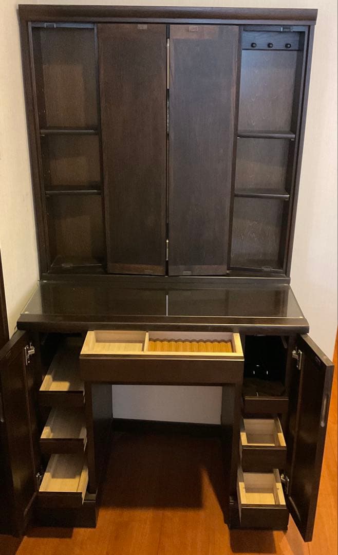 カリモク 三面鏡 鏡台 ドレッサー 収納多 送料込/たのめる便