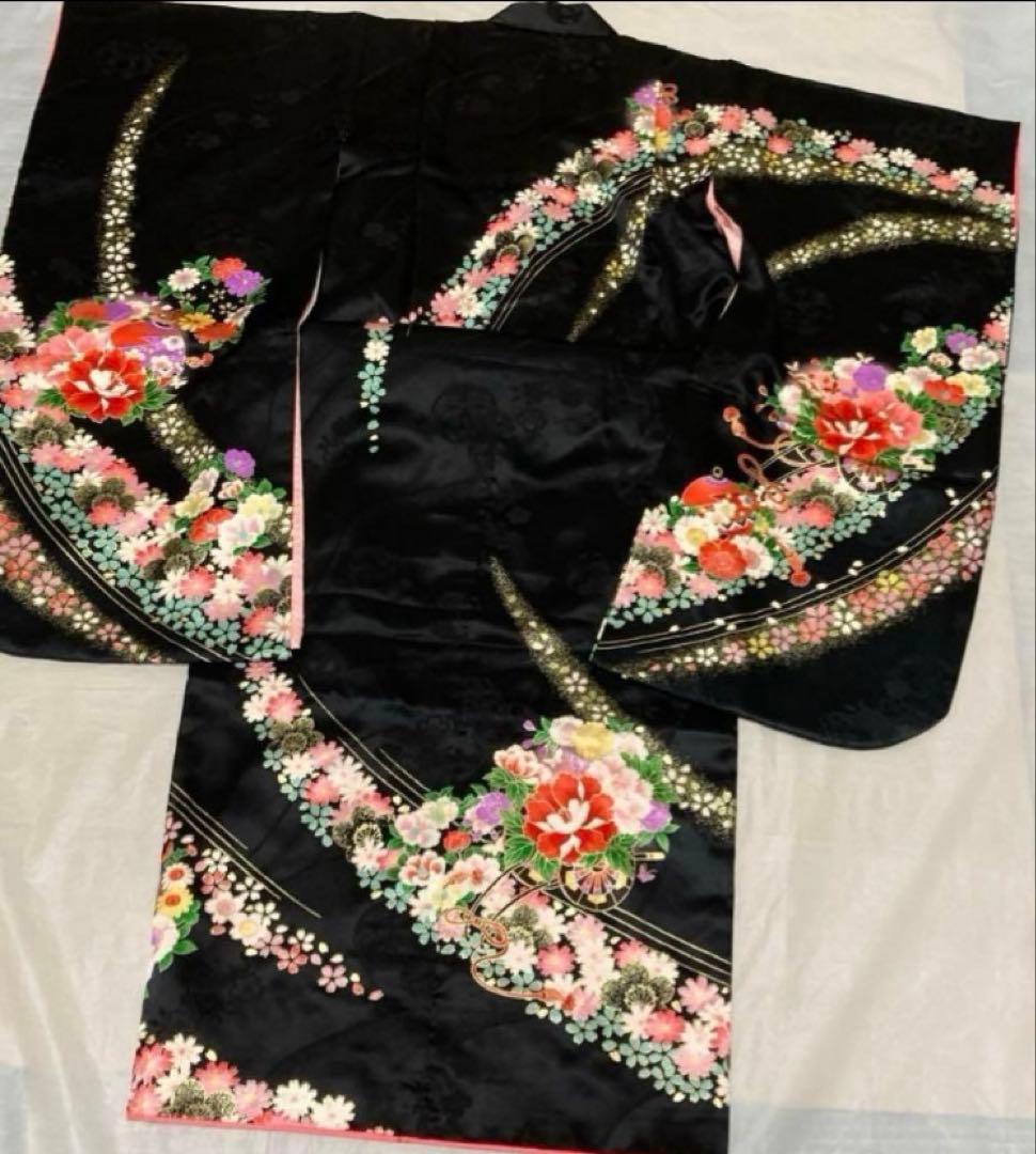 七五三 7歳 正絹着物 作り帯 バッグ草履小物セット子供 キッズ 女の子