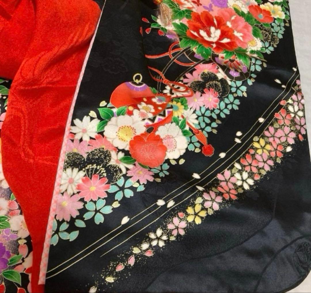 七五三 7歳 正絹着物 作り帯 バッグ草履小物セット子供 キッズ 女の子