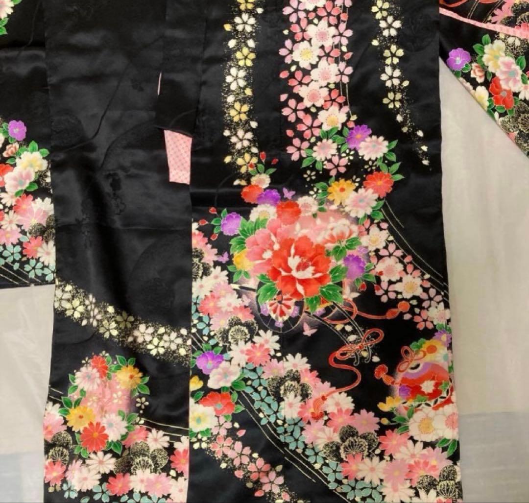 七五三 7歳 正絹着物 作り帯 バッグ草履小物セット子供 キッズ 女の子