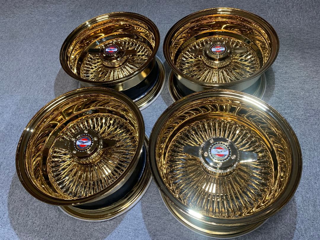 13×7 100sp オールゴールド 4本セット ローライダー ワイヤーホイール