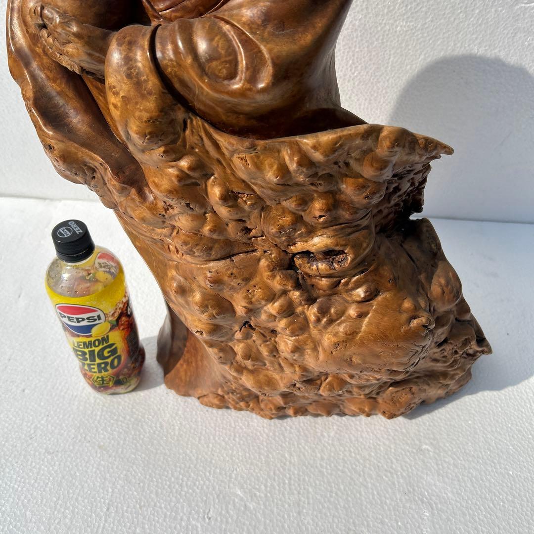 木製達磨太子像 彫刻 60センチ　木の節彫刻