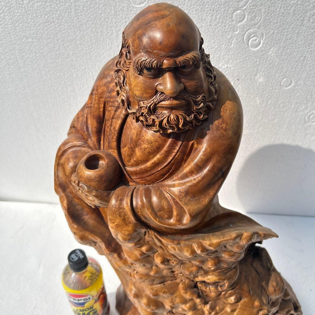 木製達磨太子像 彫刻 60センチ　木の節彫刻