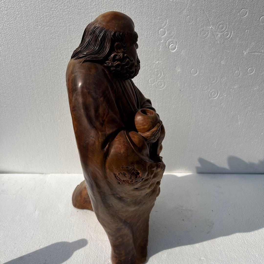 木製達磨太子像 彫刻 60センチ　木の節彫刻