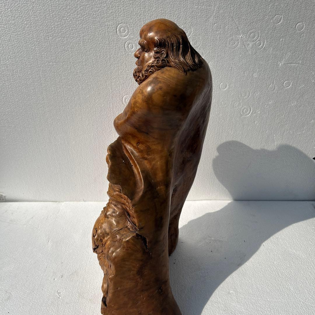 木製達磨太子像 彫刻 60センチ　木の節彫刻