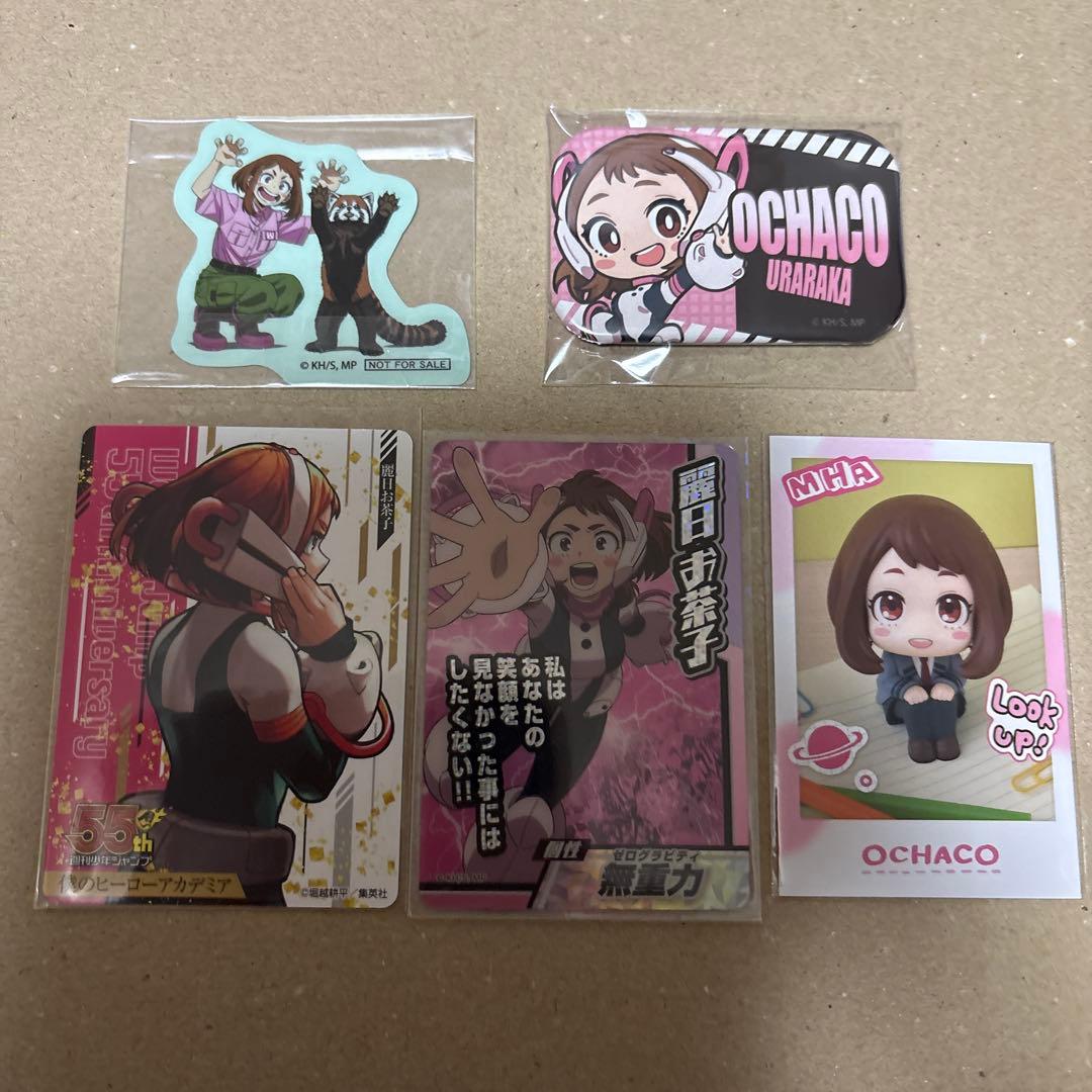 僕のヒーローアカデミア 麗日お茶子 缶バッジ&カード&ステッカー 纏め