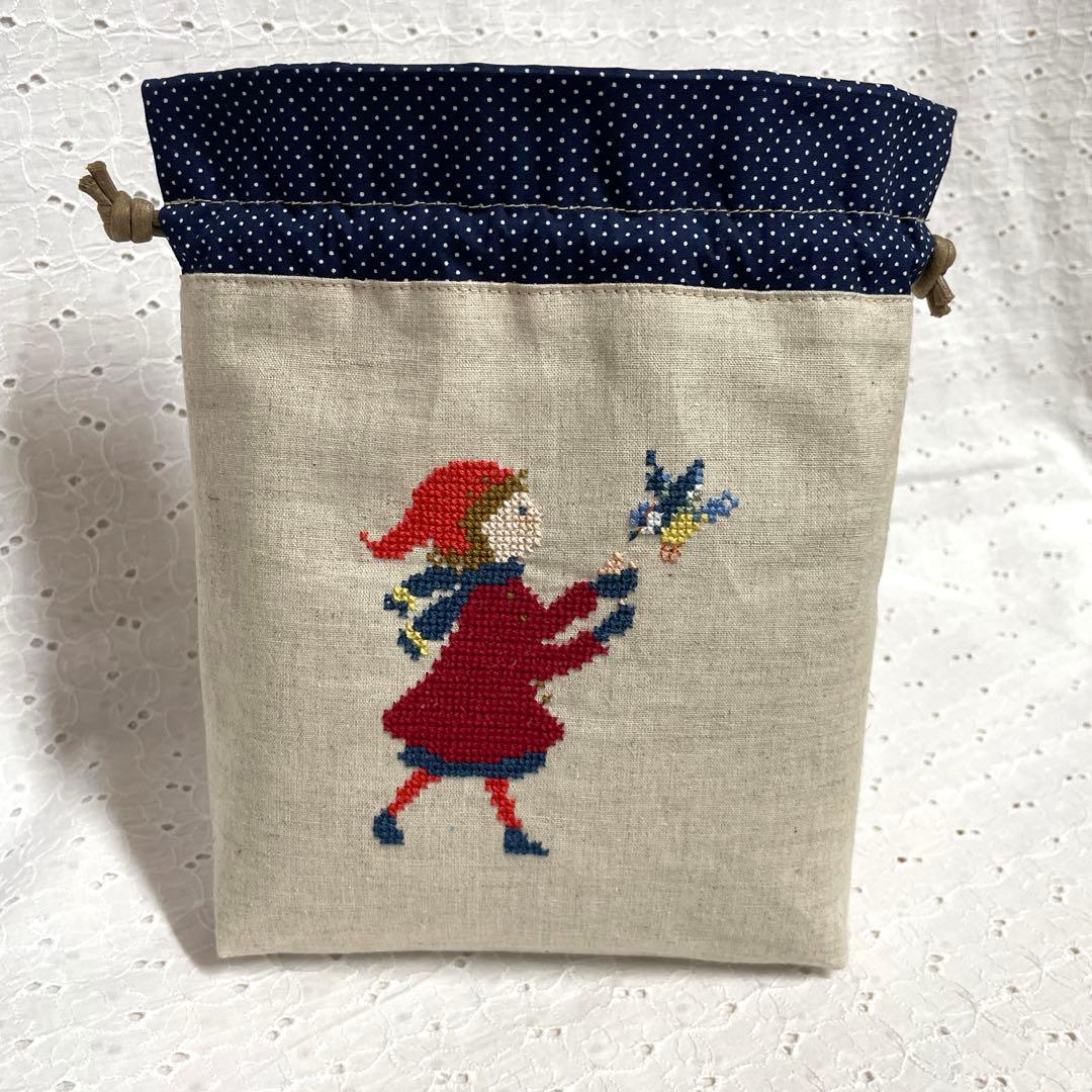 クロスステッチ 完成品 巾着ポーチ サモイロフ S-59