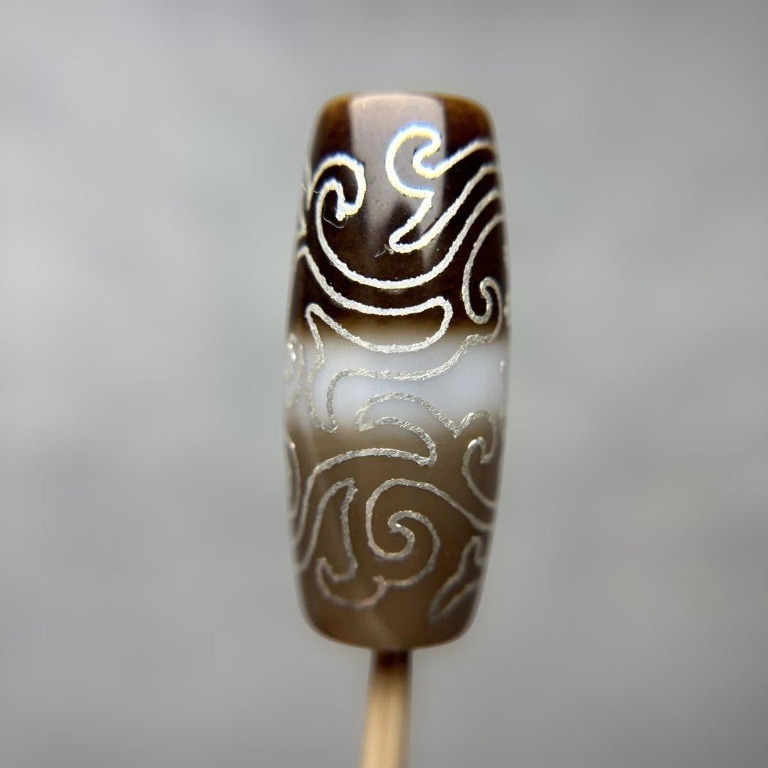 ありあ瑪瑙　銀線如意蓮花天珠　1-218