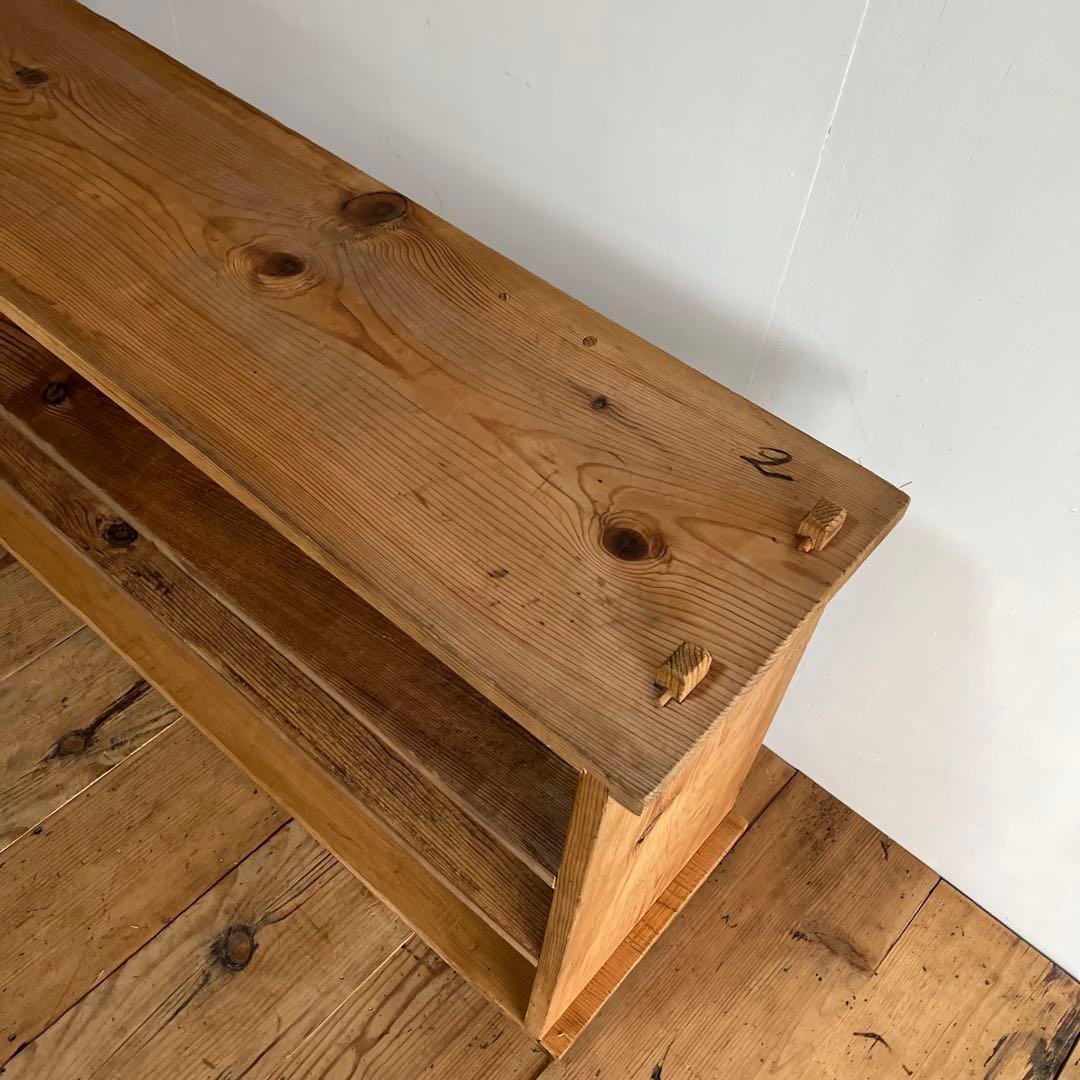 アンティーク オープンラック ローボード 本棚 食器棚 脚付き 無垢材 無塗装