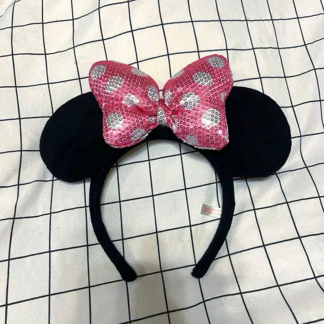 ディズニー カチューシャ ミニー ピンク 水玉 スパンコール - メルカリ