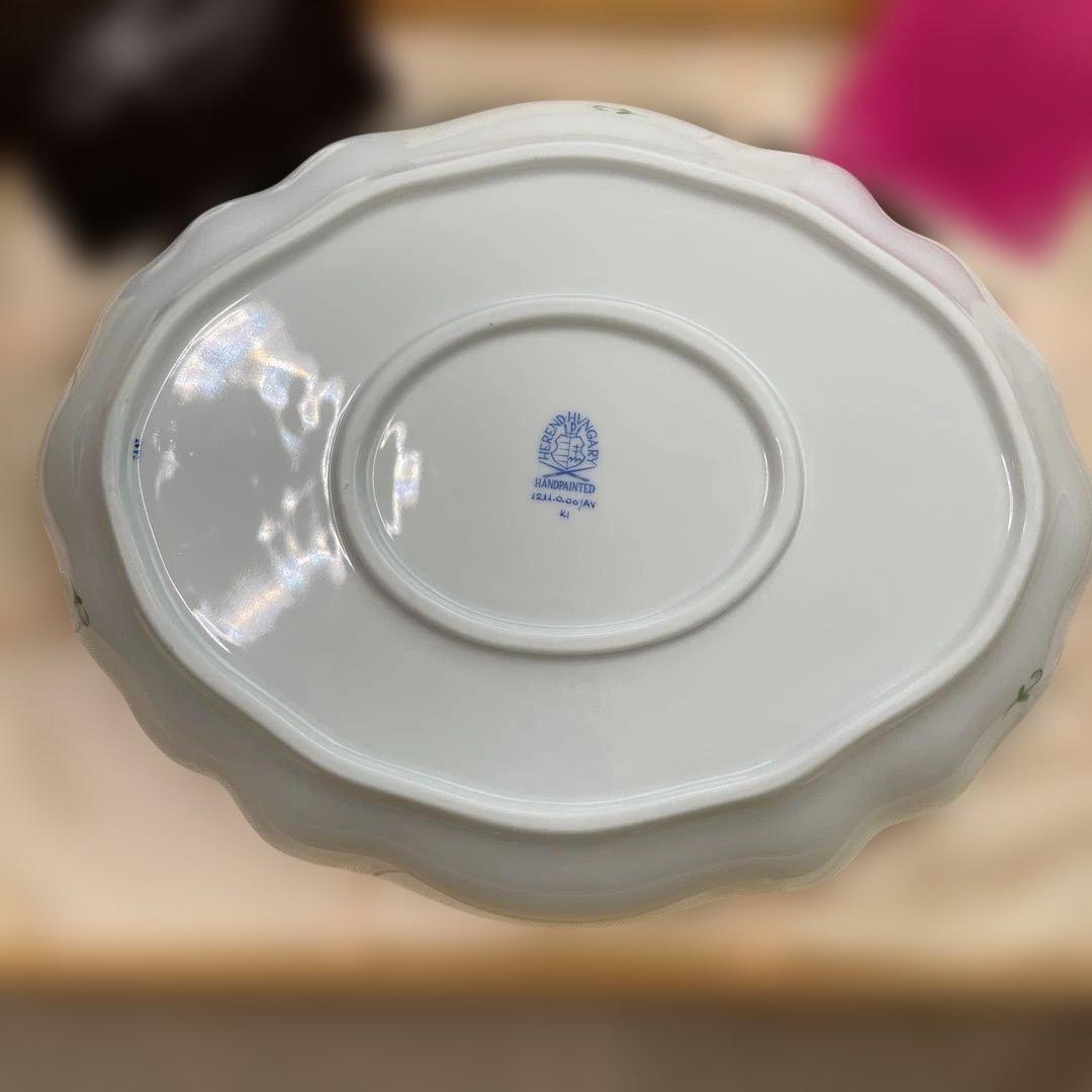 ヘレンド　アポニー・グリーン オーバルディッシュ　大皿26.5 新品未使用