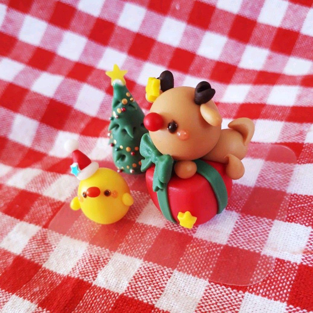 クリスマス☆トナカイさんセット♡仲良しひよこ&ツリー