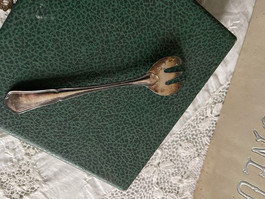 【お42】30 フランス　アンティーク　オイスター　フォーク　メッキ