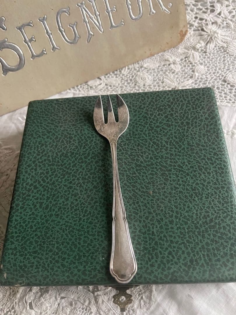 【お42】30 フランス　アンティーク　オイスター　フォーク　メッキ