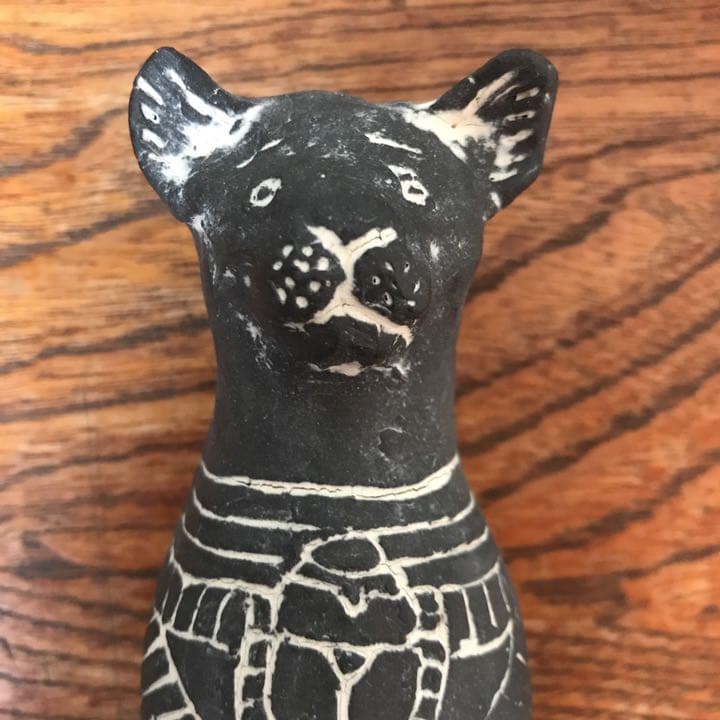 妻の作った ファラオの棺 猫ミイラ 蓋物 陶芸 スプーン