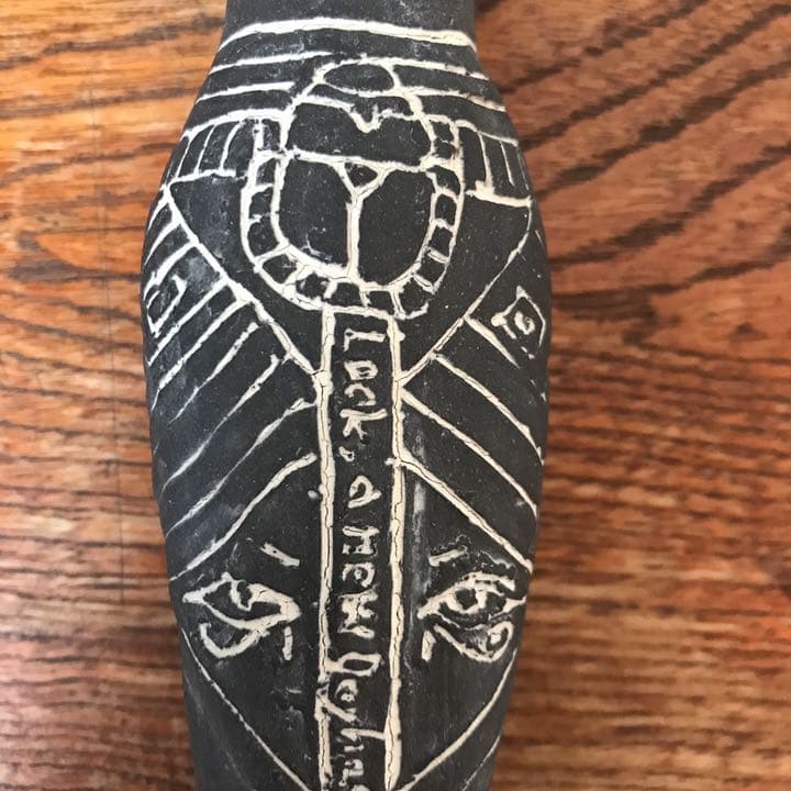 妻の作った ファラオの棺 猫ミイラ 蓋物 陶芸 スプーン