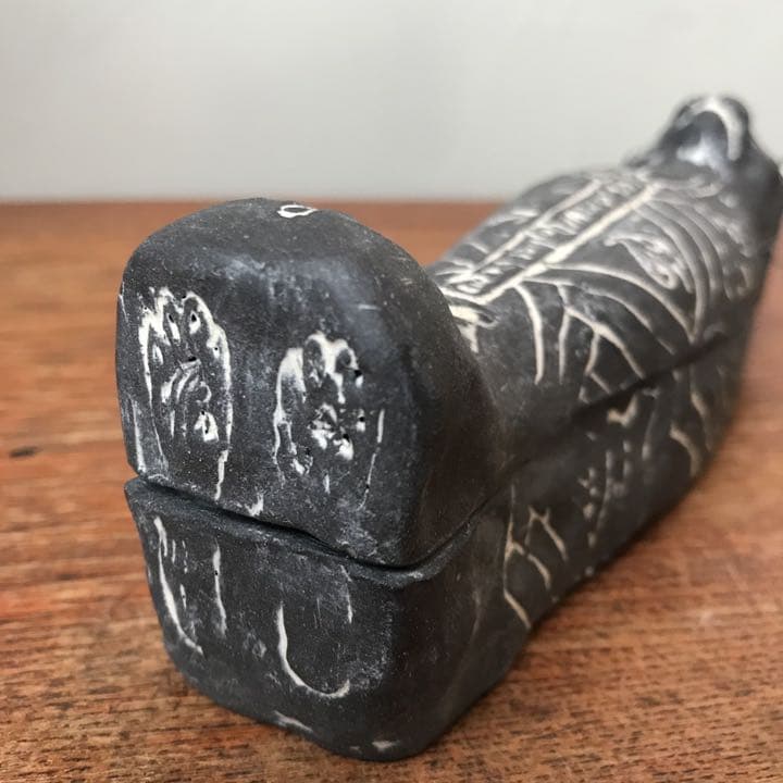 妻の作った ファラオの棺 猫ミイラ 蓋物 陶芸 スプーン