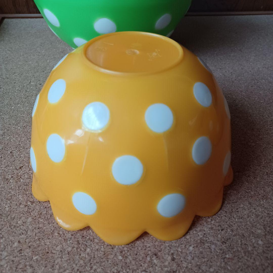 昭和レトロポップ　NKC　フラワー型プラスチックボウル水玉柄　6点　赤黄色黄緑