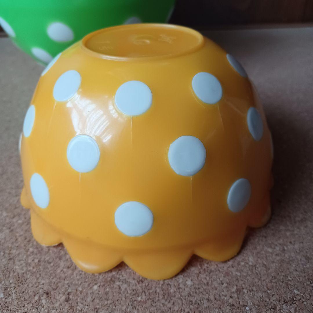 昭和レトロポップ　NKC　フラワー型プラスチックボウル水玉柄　6点　赤黄色黄緑