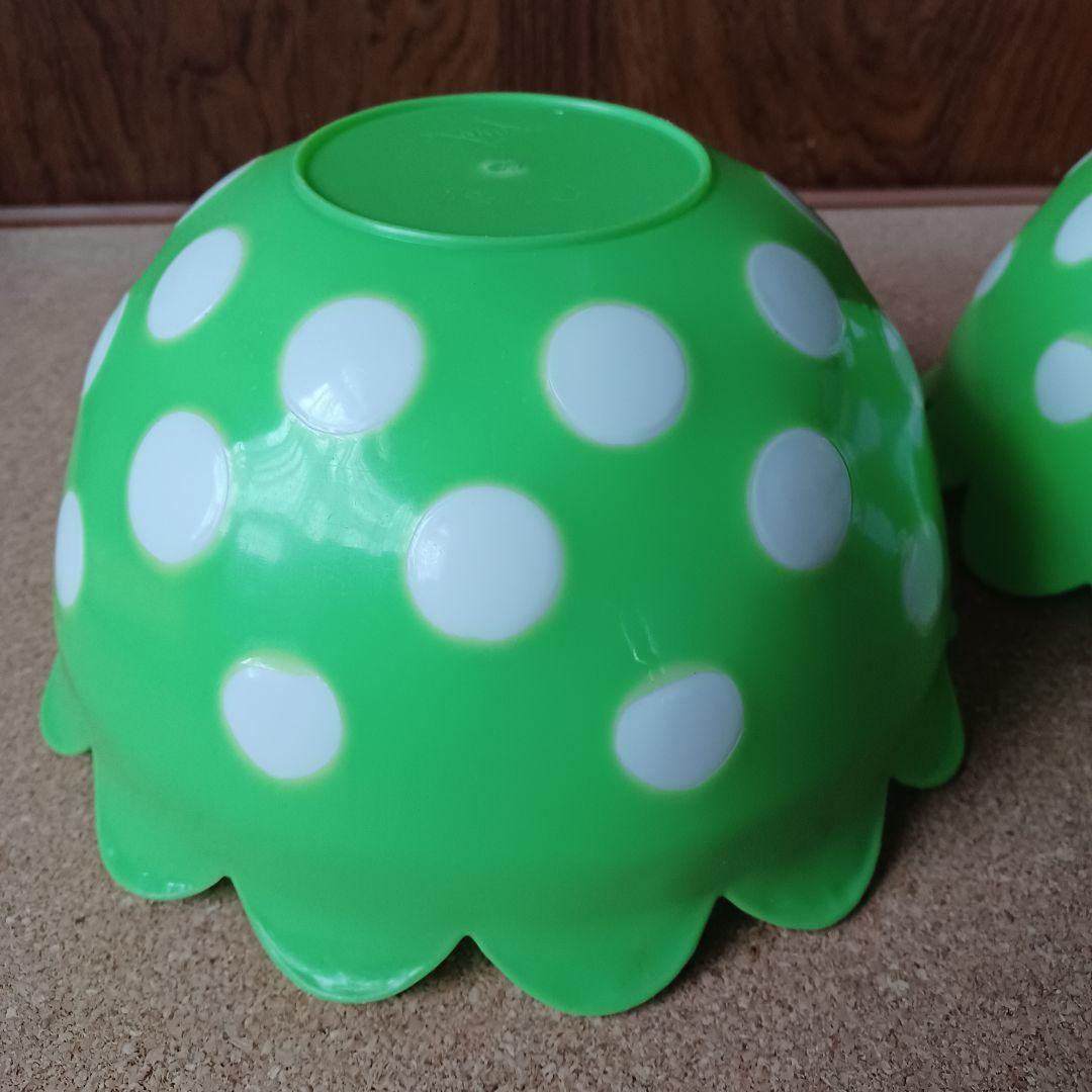 昭和レトロポップ　NKC　フラワー型プラスチックボウル水玉柄　6点　赤黄色黄緑