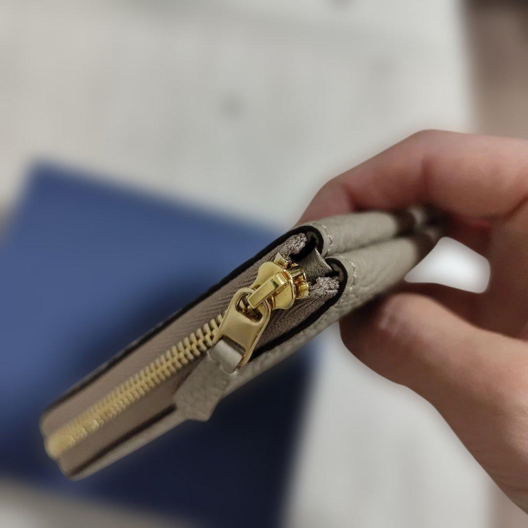 大峽製鞄　Lジップ札入れ　マルチケース　ライトグレー