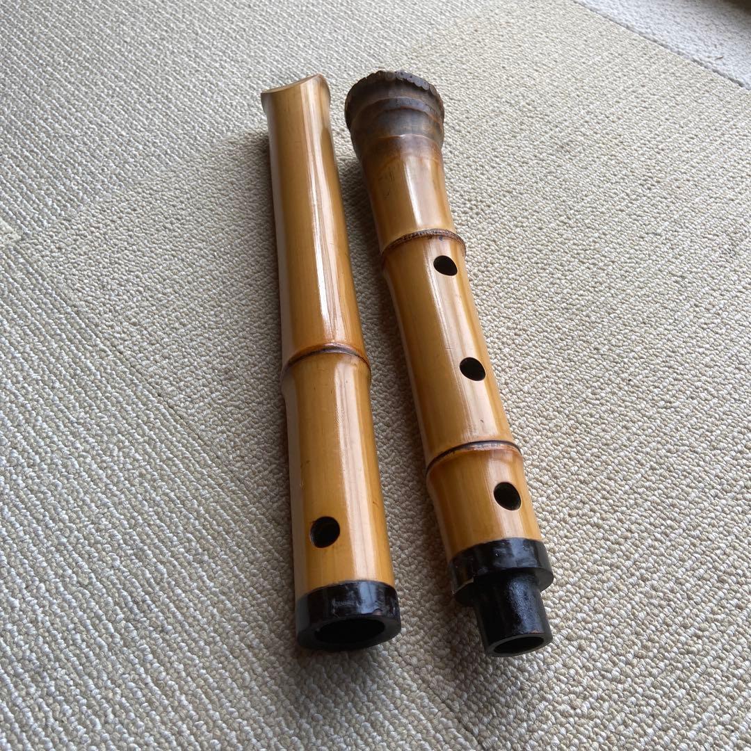 227 尺八本体 一尺八寸管　是童？銘ニ印　竹製