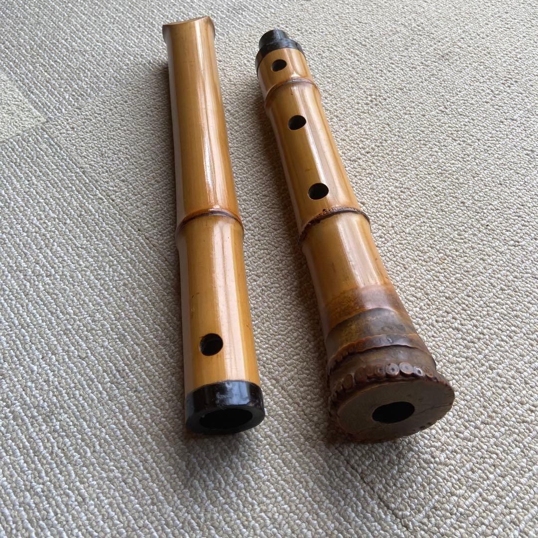 227 尺八本体 一尺八寸管　是童？銘ニ印　竹製