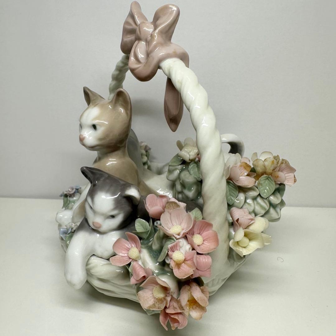 LLADRÓ リヤドロ 三つ子の仔猫 三つ子の子猫　猫　かご