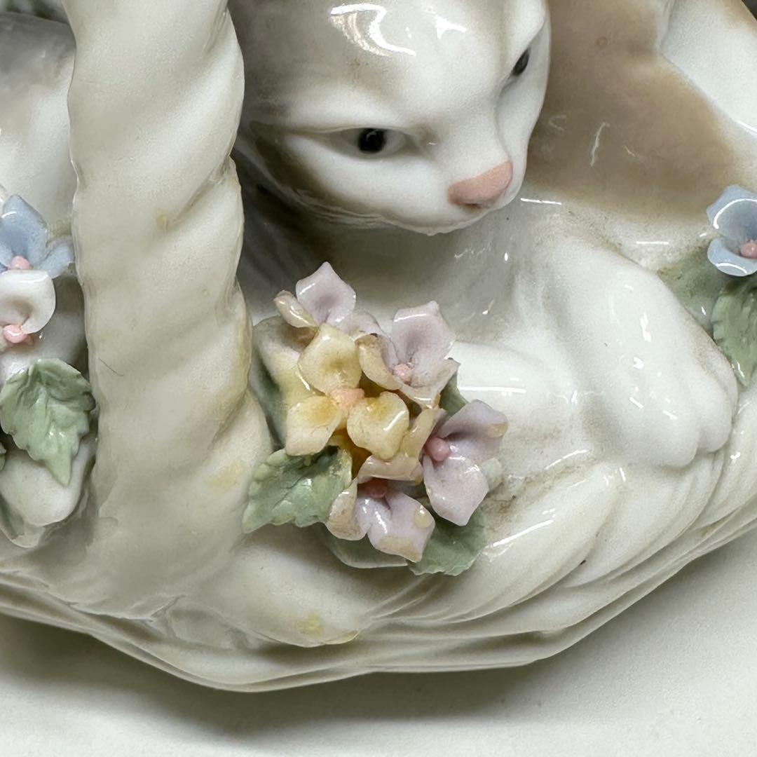 LLADRÓ リヤドロ 三つ子の仔猫 三つ子の子猫　猫　かご