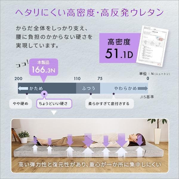 【セミダブル】自由自在マットレス！　折りたたみソファマットレス　ブラウン