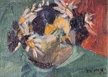 【真作】絵画　油彩SM　力強き花束　厚塗り表現　モダン静物画　X169