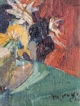 【真作】絵画　油彩SM　力強き花束　厚塗り表現　モダン静物画　X169