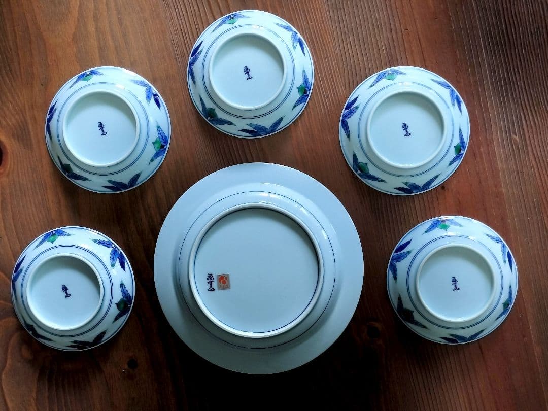 有田焼 源右衛門窯 染錦栗絵皿6枚