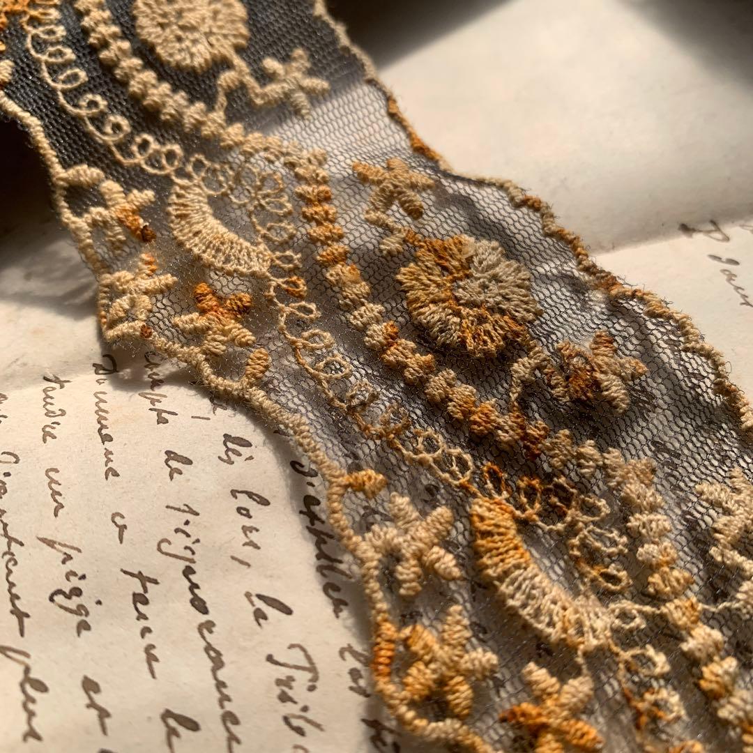 偶然の産物シリーズ☆錆染めチュールレース1メートル⑦280