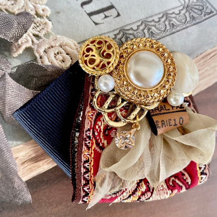 no.80 ハンドメイド　オータムカラー大人ヘアアクセサリー✩.*˚