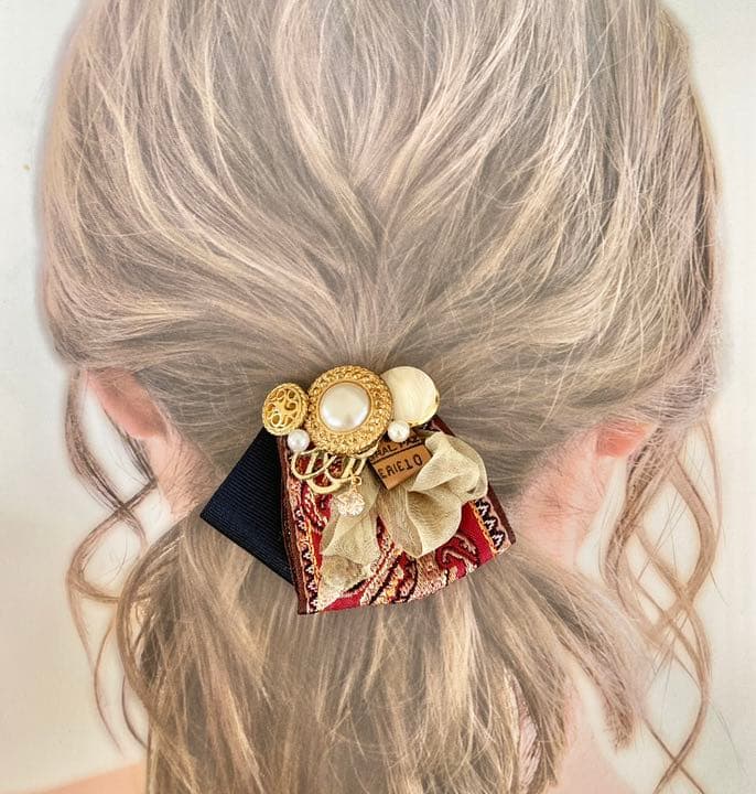 no.80 ハンドメイド　オータムカラー大人ヘアアクセサリー✩.*˚