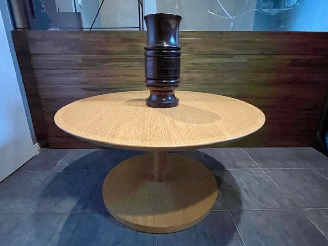 直径引取可　超美品■オーク材 IDC大塚家具 リーベ リビングテーブル/80cm