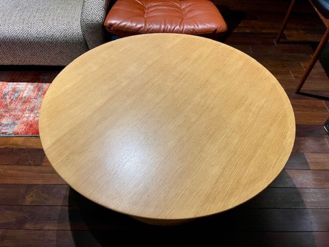 直径引取可　超美品■オーク材 IDC大塚家具 リーベ リビングテーブル/80cm