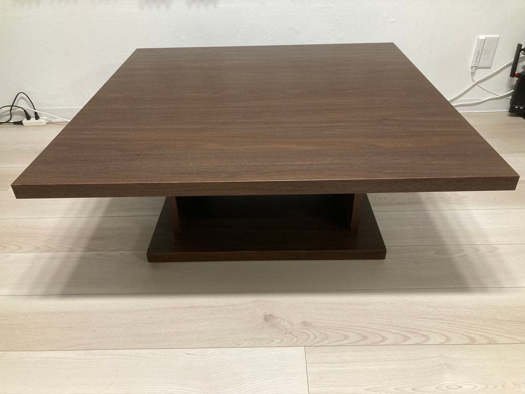 LOWYA 日本製ローテーブル 90x90cm ウォルナット（濃い茶色）