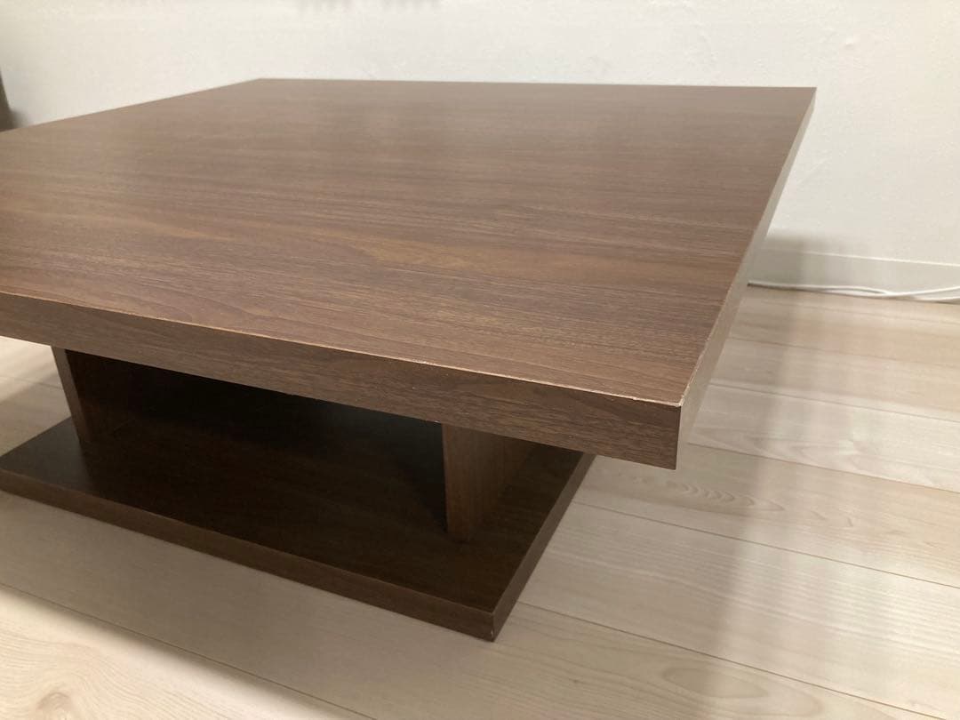 LOWYA 日本製ローテーブル 90x90cm ウォルナット（濃い茶色）