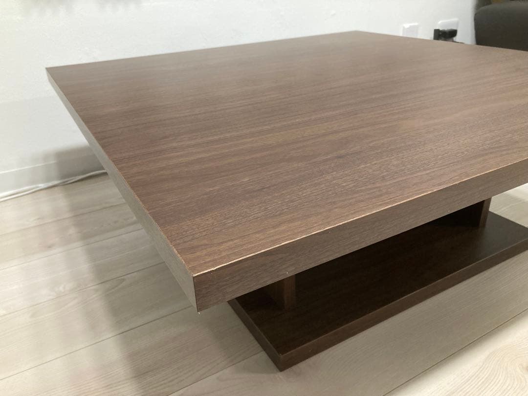 LOWYA 日本製ローテーブル 90x90cm ウォルナット（濃い茶色）