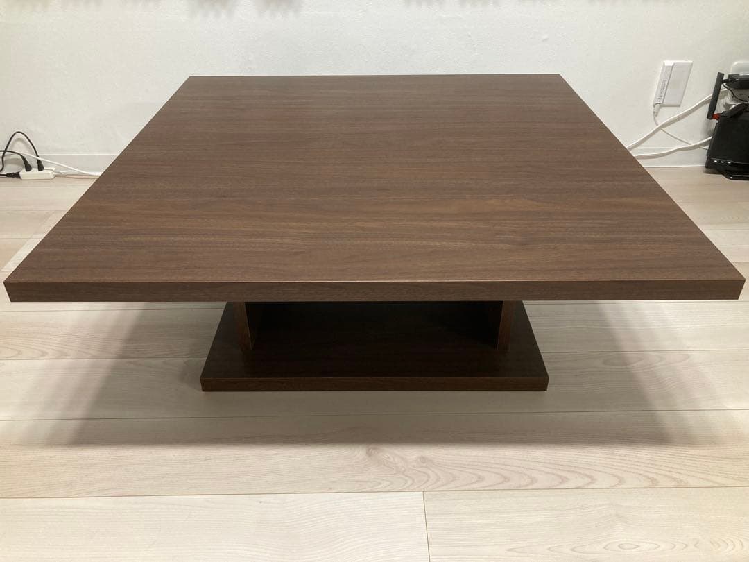 LOWYA 日本製ローテーブル 90x90cm ウォルナット（濃い茶色）