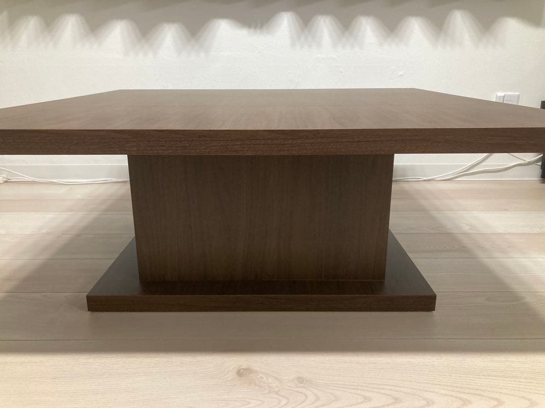 LOWYA 日本製ローテーブル 90x90cm ウォルナット（濃い茶色）