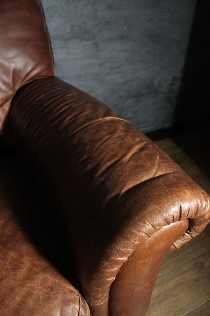 首都圏送無料〜　美　NATUZZI イタリア 本革　ヴィンテージ　ソファ　アーム