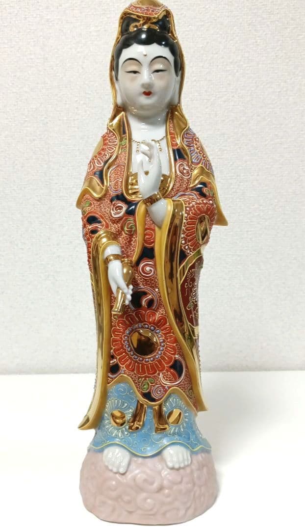 九谷焼【菊仙 】観音菩薩立像✩超美品✩