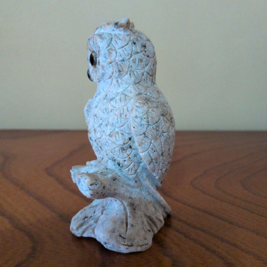 ★天然大理石 彫刻 フクロウ 縁起物 風水