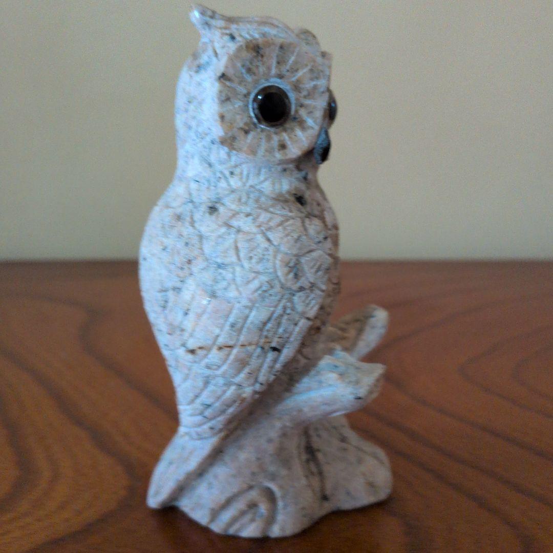 ★天然大理石 彫刻 フクロウ 縁起物 風水