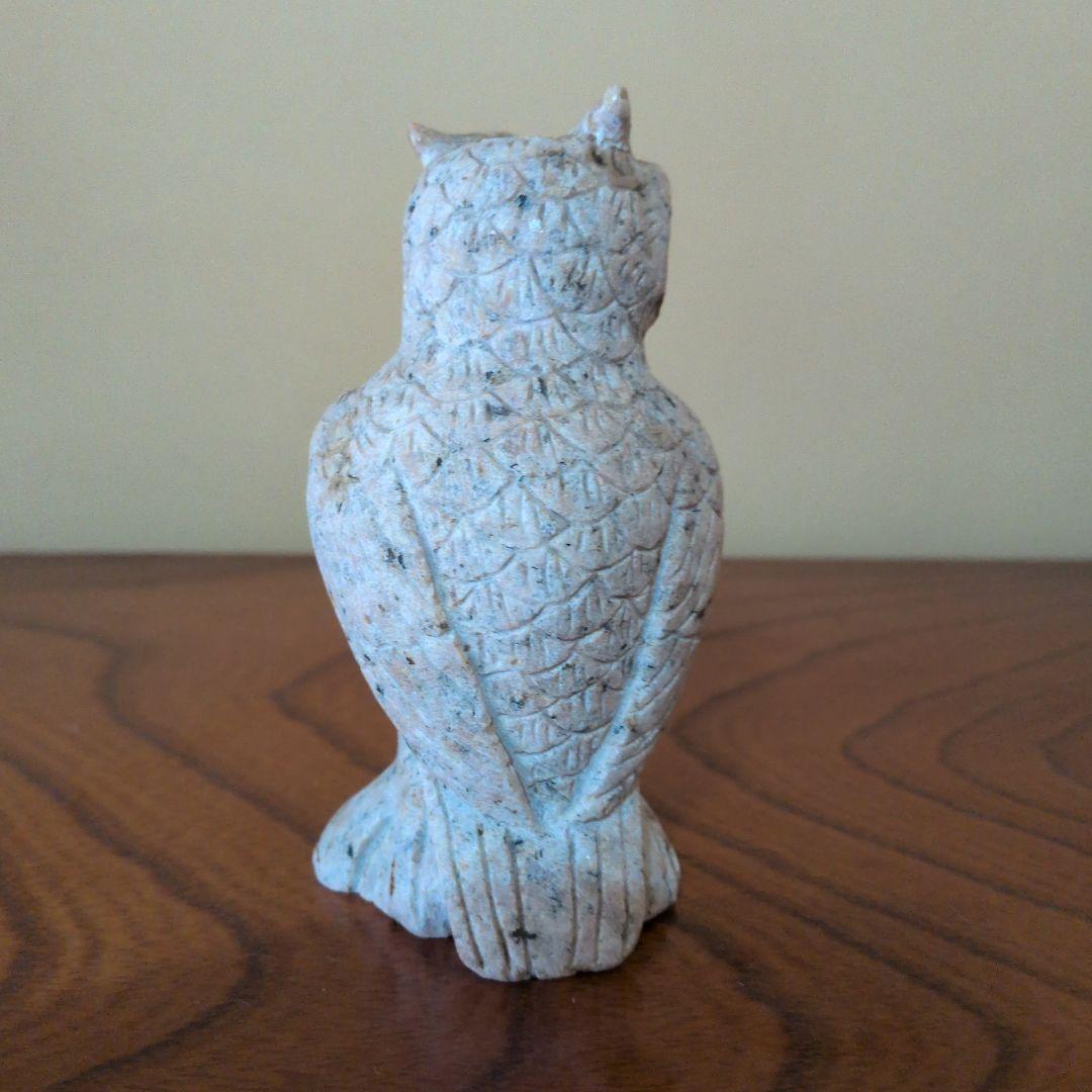 ★天然大理石 彫刻 フクロウ 縁起物 風水