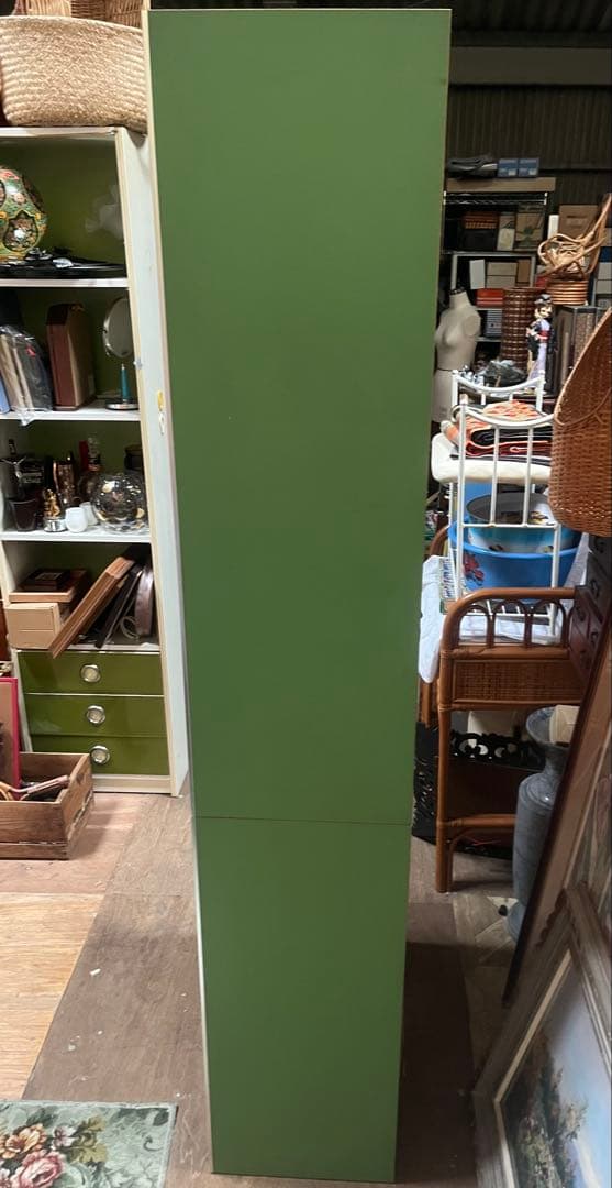 食器棚 緑 飾り棚 水屋 レトロポップ 昭和レトロインテリア 当時物