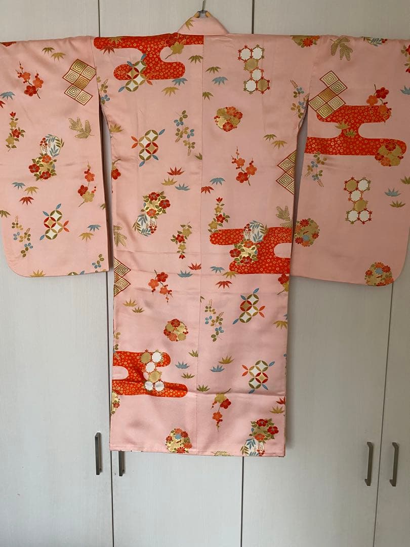 京都　志ま髙　3歳七五三　正絹　綸子地　お着物